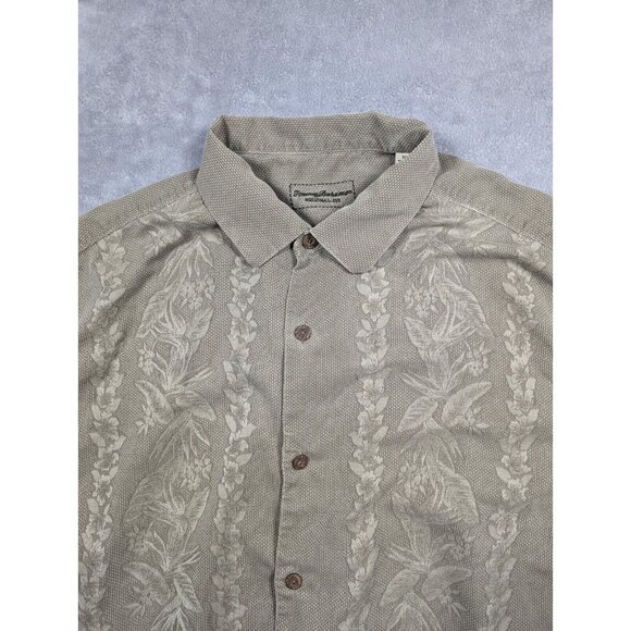 Tommy Bahama Button Up Shirt Men XL Beige 100% Silk Original Fit Hawaiian Floral - Picture 2 of 10
